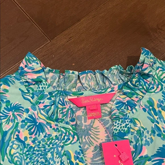Lilly Pulitzer Blue, Green and Pink Floral Blouse - Picture 5 of 10